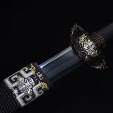 Hand-Forged Pattern Steel "Dichen" Sword  Clay-Tempered Edge | Chinese Style | Wooden Box Packaging | Home Display