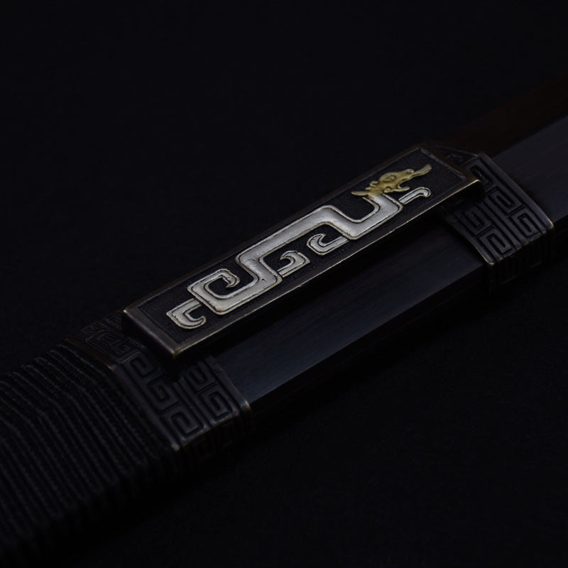 Hand-Forged Pattern Steel "Dichen" Sword  Clay-Tempered Edge | Chinese Style | Wooden Box Packaging | Home Display