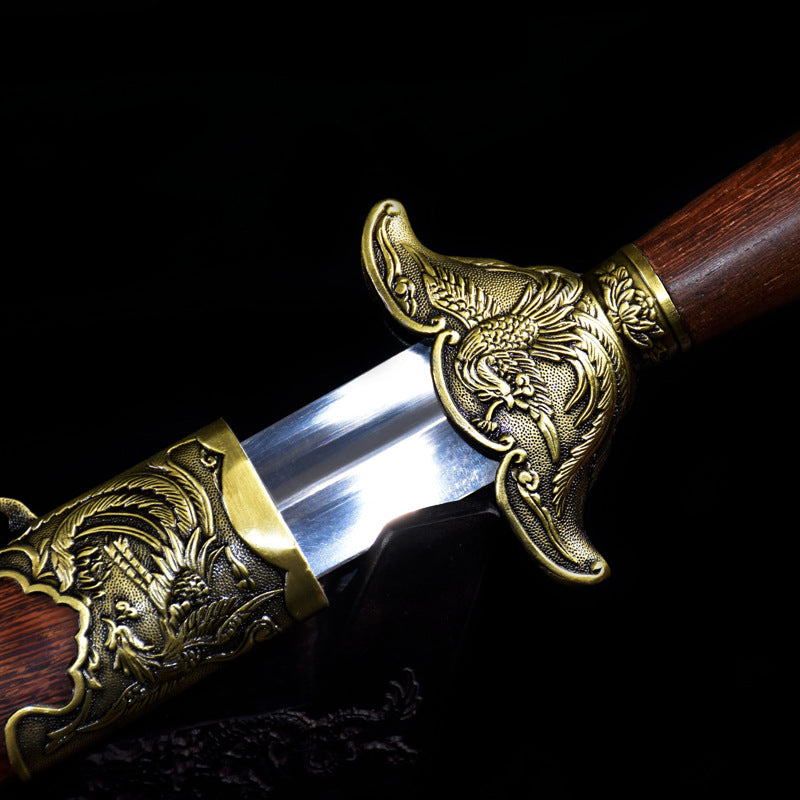 Stainless Steel Martial Arts Sword  1108 Model | Fish, Insect & Bird Motif | Home Display | Made in Longquan, Zhejiang