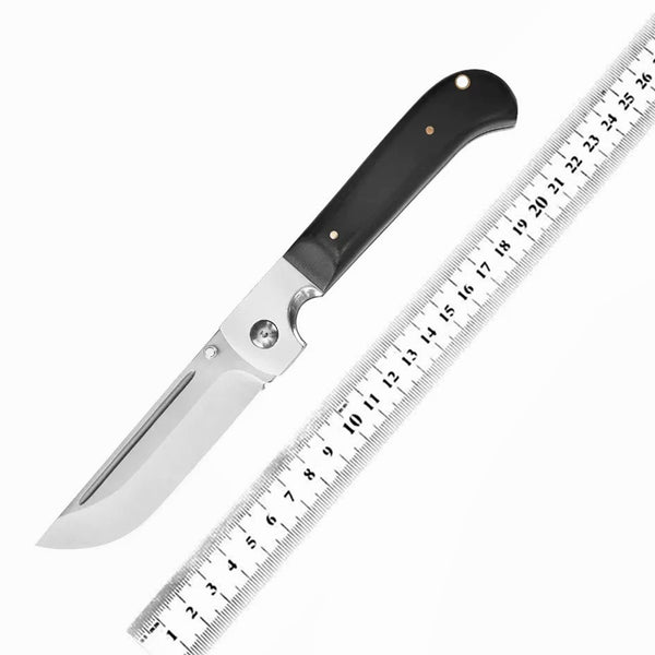 440C Stainless Steel Folding Knife  Ebony Wood Handle | 9.8cm Blade | 68° Tip | 109cm Length | Box Packaging