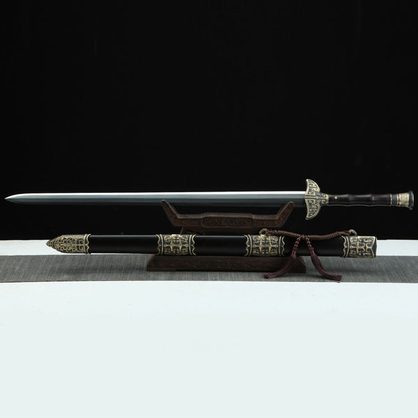 Hand-Forged Pattern Steel Sword  "Fire Dragon" | Two Finishes | Wooden Box Packaging | Longquan Craftsmanship | Personal Gift