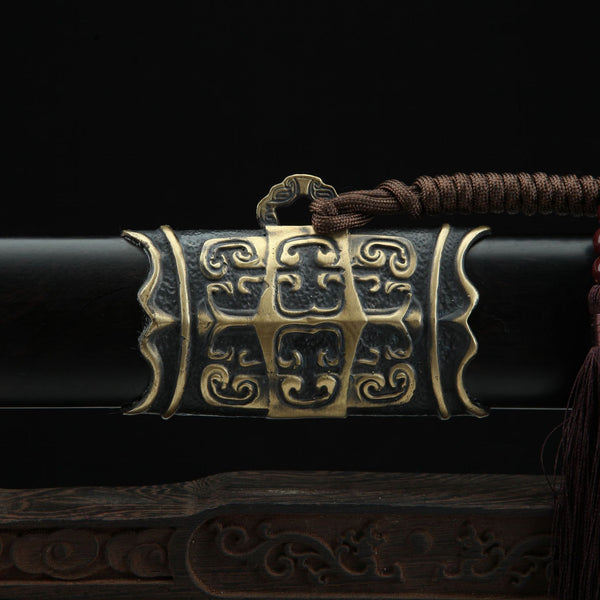 Hand-Forged Pattern Steel Sword  "Fire Dragon" | Two Finishes | Wooden Box Packaging | Longquan Craftsmanship | Personal Gift