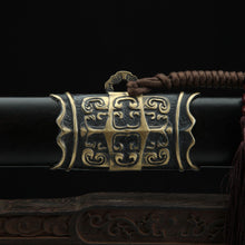 Hand-Forged Pattern Steel Sword  "Fire Dragon" | Two Finishes | Wooden Box Packaging | Longquan Craftsmanship | Personal Gift