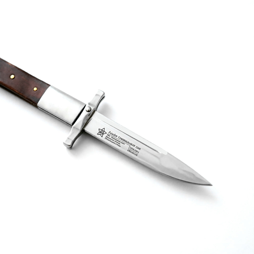 Wood-Handled Folding Knife  9.8cm Stainless Steel Blade | 60° Tip | Wood+Steel Handle | White Box Packaging