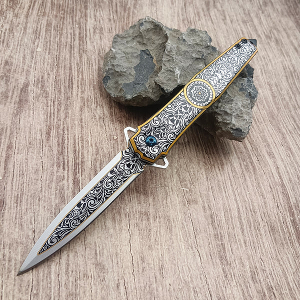Outdoor Multifunctional Folding Knife, 3D Printed Pattern, Cool Parcel Opener, Exquisite Gift Fruit Knife