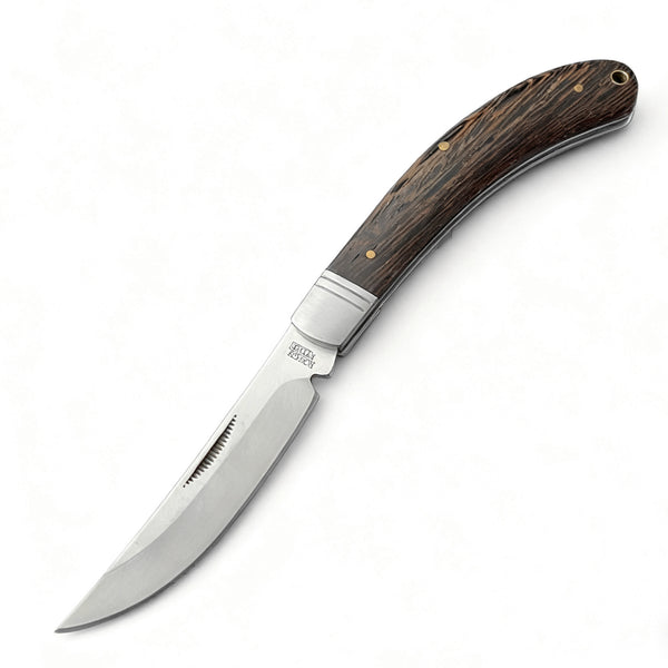 440C Stainless Steel Folding Knife  8cm Blade | 60° Tip | Wood Handle | 100cm Length | White Box Packaging