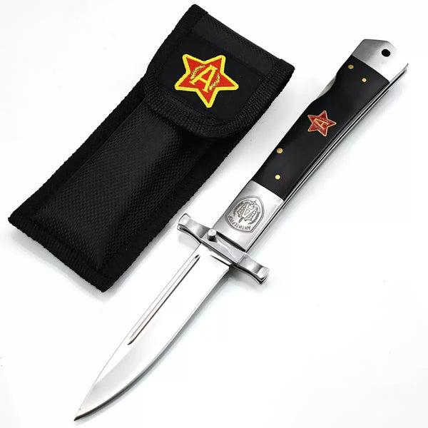 Wood-Handled Folding Knife  9.8cm Stainless Steel Blade | 60° Tip | Wood+Steel Handle | White Box Packaging