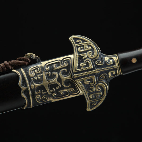 Hand-Forged Pattern Steel Sword  "Fire Dragon" | Two Finishes | Wooden Box Packaging | Longquan Craftsmanship | Personal Gift