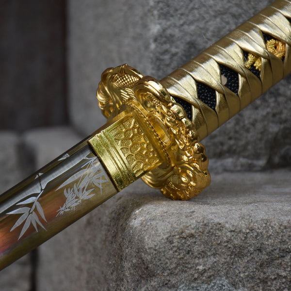Hand-Forged Carbon Steel Gilded Sword  "Fire Dragon" | Gift for Father's Day, Teacher's Day, Housewarming & Souvenir
