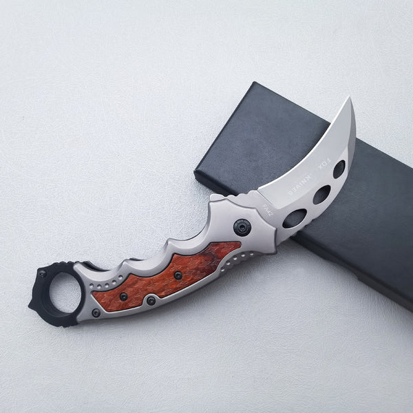 Stainless Steel Folding Karambit Knife – Outdoor Curved Claw Pocket Knife, Multifunctional Sharp Little Knife for Self Defense, Training, Camping & EDC