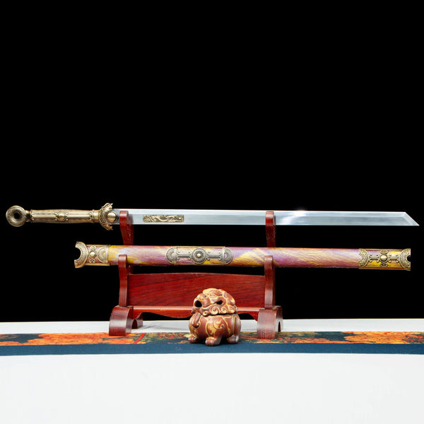 Hand-Forged High-Manganese Steel Longquan Sword  "Fire Dragon" | Chinese Style | Wooden Box Packaging | Premium Business Gift