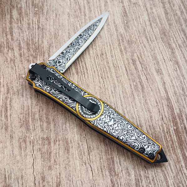 Outdoor Multifunctional Folding Knife, 3D Printed Pattern, Cool Parcel Opener, Exquisite Gift Fruit Knife