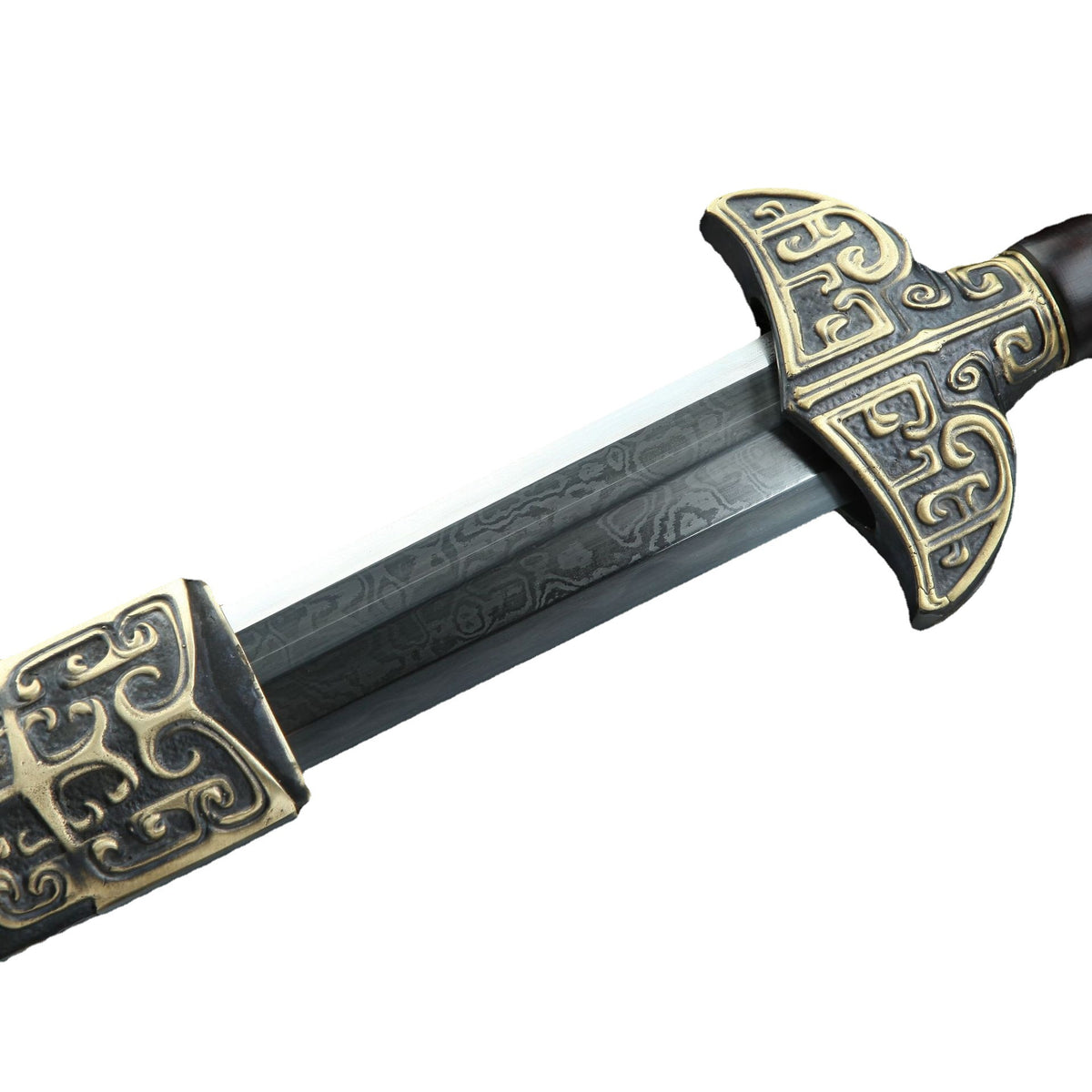 Hand-Forged Pattern Steel Sword  "Fire Dragon" | Two Finishes | Wooden Box Packaging | Longquan Craftsmanship | Personal Gift