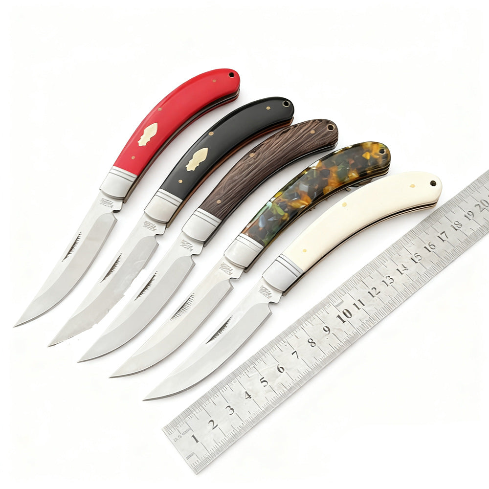 440C Stainless Steel Folding Knife  8cm Blade | 60° Tip | Wood Handle | 100cm Length | White Box Packaging