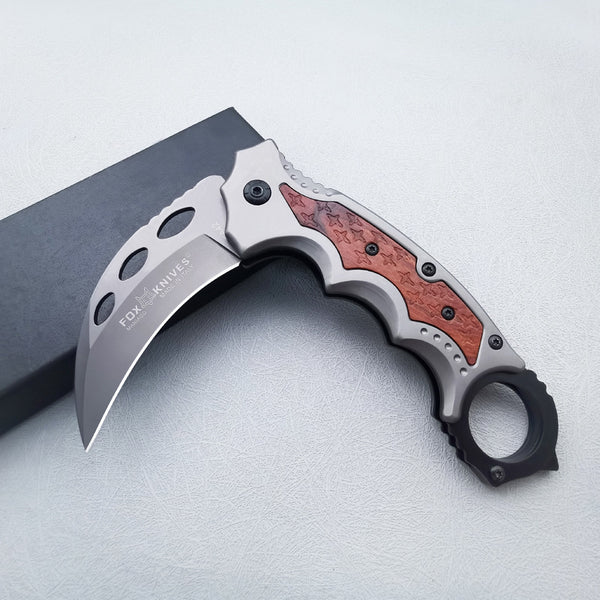 Stainless Steel Folding Karambit Knife – Outdoor Curved Claw Pocket Knife, Multifunctional Sharp Little Knife for Self Defense, Training, Camping & EDC