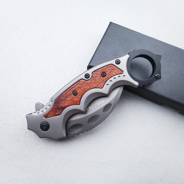 Stainless Steel Folding Karambit Knife – Outdoor Curved Claw Pocket Knife, Multifunctional Sharp Little Knife for Self Defense, Training, Camping & EDC