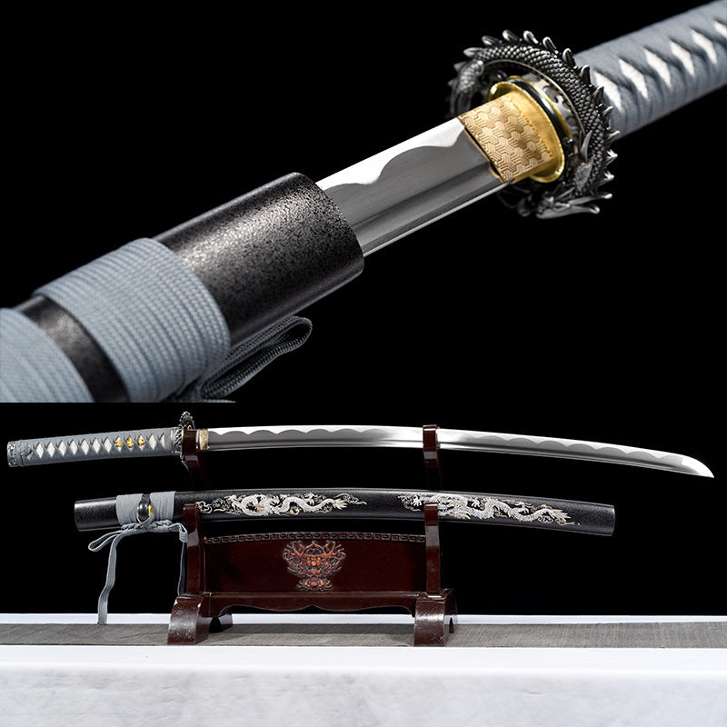 Japanese Hand-Painted Folding Knife ("White Dragon Samurai" Edition)  Patented Design | Customizable Gift Knife