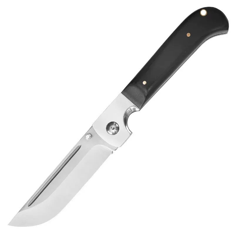 440C Stainless Steel Folding Knife  Ebony Wood Handle | 9.8cm Blade | 68° Tip | 109cm Length | Box Packaging