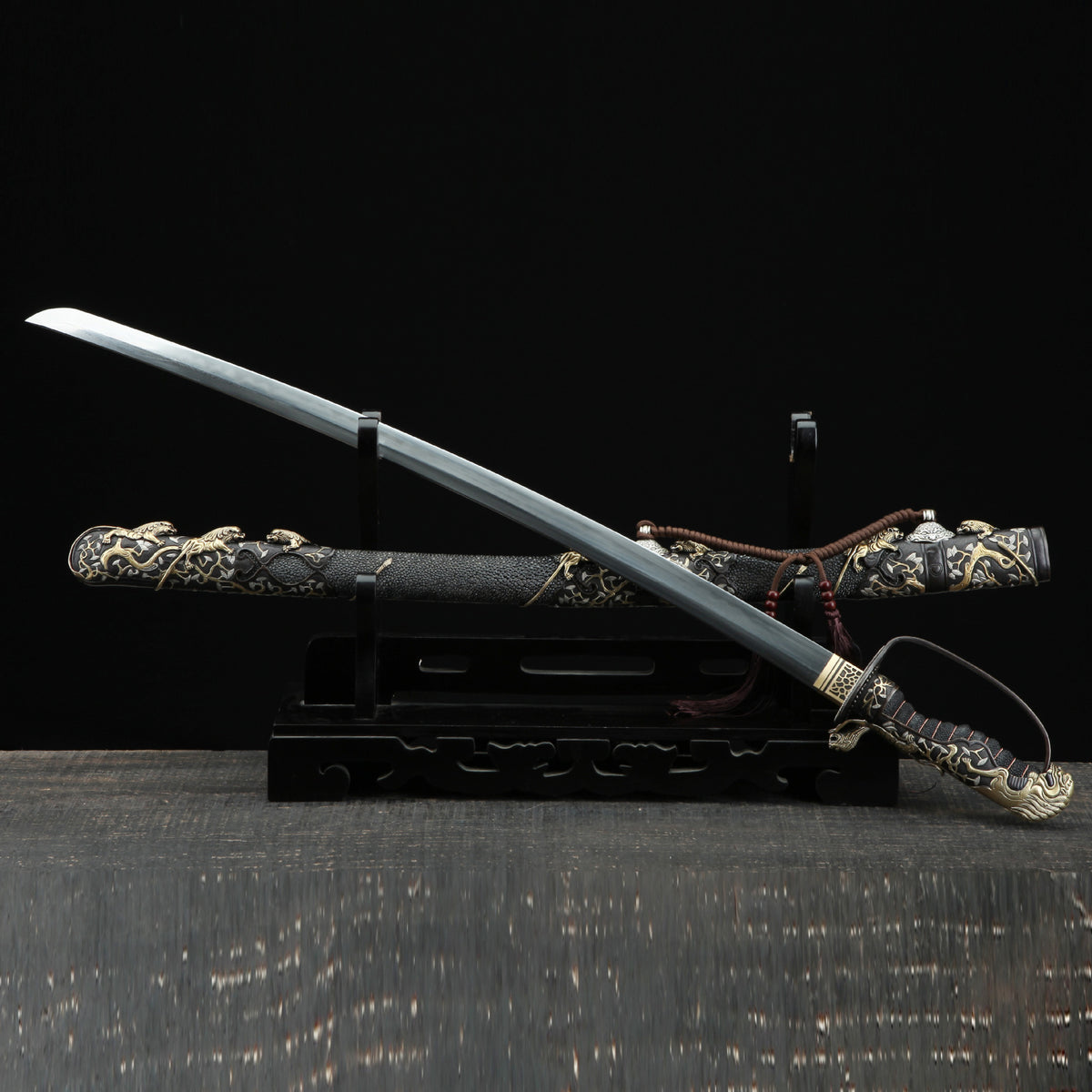 Hand-Forged Pattern Steel Sword  "Fire Dragon" | Traditional Chinese Style | Two Versions | Gift for All Occasions