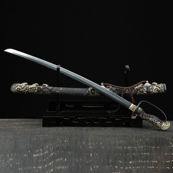 Hand-Forged Pattern Steel Sword  "Fire Dragon" | Traditional Chinese Style | Two Versions | Gift for All Occasions