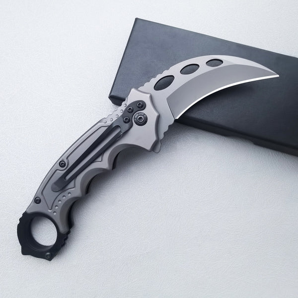 Stainless Steel Folding Karambit Knife – Outdoor Curved Claw Pocket Knife, Multifunctional Sharp Little Knife for Self Defense, Training, Camping & EDC
