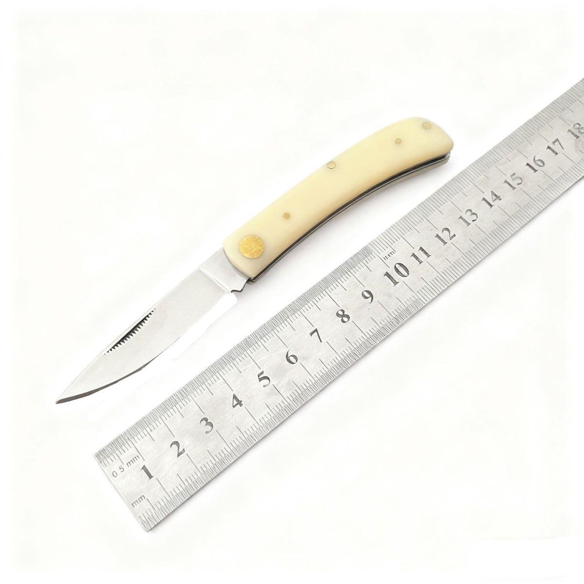440C Stainless Steel Folding Knife  Acrylic Handle | 7cm Blade | 60° Tip | 80cm Length | Resealable Bag Packaging