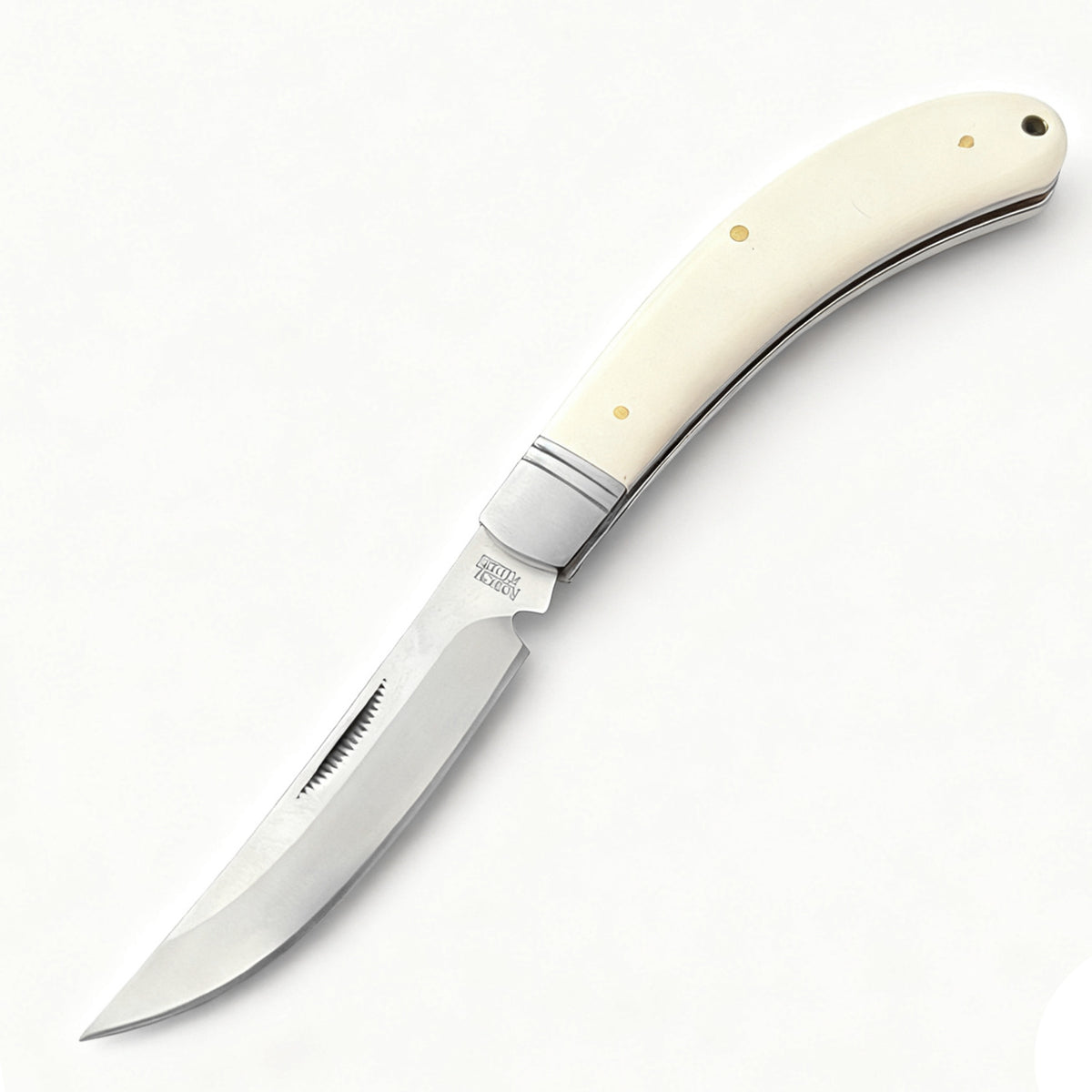 440C Stainless Steel Folding Knife  8cm Blade | 60° Tip | Wood Handle | 100cm Length | White Box Packaging