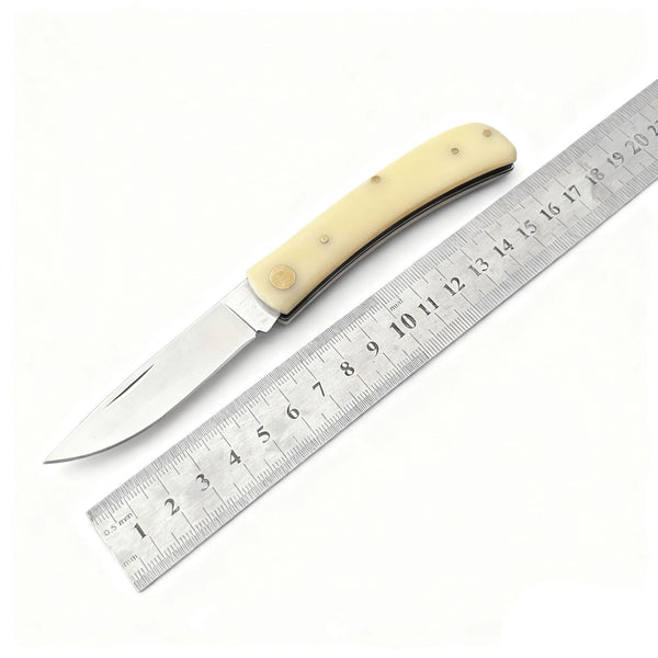440C Stainless Steel Folding Knife  Acrylic Handle | 7cm Blade | 60° Tip | 80cm Length | Resealable Bag Packaging