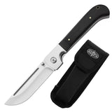 440C Stainless Steel Folding Knife  Ebony Wood Handle | 9.8cm Blade | 68° Tip | 109cm Length | Box Packaging