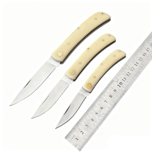 440C Stainless Steel Folding Knife  Acrylic Handle | 7cm Blade | 60° Tip | 80cm Length | Resealable Bag Packaging