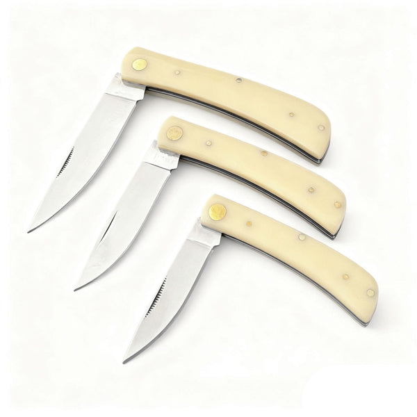 440C Stainless Steel Folding Knife  Acrylic Handle | 7cm Blade | 60° Tip | 80cm Length | Resealable Bag Packaging